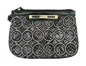 Nine West Black Gray Wristlet Zip Pouch Wallet Clutch Small Purse Strap thumbnail 1