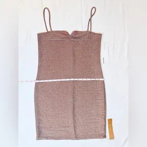 Reformation NWT Kyla Dress - Taupe Sparkle - M thumbnail 15