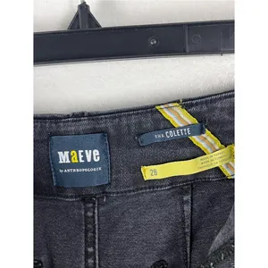 ANTHROPOLOGIE MAEVE The Colette Black Cropped High. rise Wide Leg Jeans 28 Boho thumbnail 3