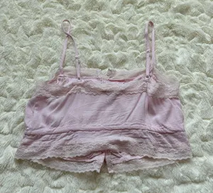 PacSun Lace Pink Crop Top thumbnail 4