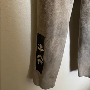 Vintage leather suede pants embroidered‎ german oktoberfest sz XS tan thumbnail 4