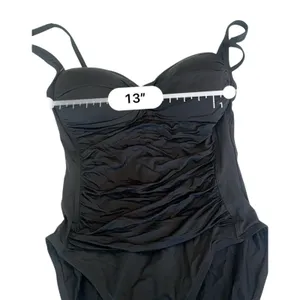 La Blanca Women's One Piece Swimsuit Black Strapless Halter Ruched Size 12 thumbnail 7