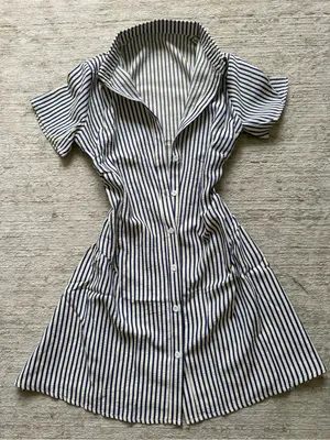 SHEIN Navy & White Striped Collared Mini Dress (Size Small) thumbnail 3