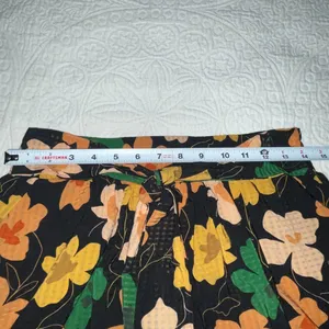 Who What Wear Black Orange Peach Gold Yellow Floral‎ Elastic Waist Skirt Size XS thumbnail 8