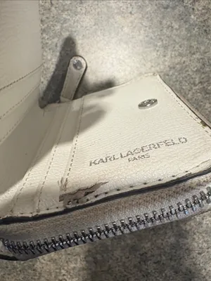 Karl Lagerfeld Cream Paris Sketch Zip Wallet with Multicolor Accents thumbnail 3