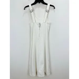 Madewell Denim Scoopneck Midi Dress Pure White Wash A Line Minimalist XXS NWT thumbnail 11