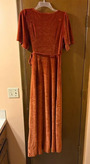 Baltic Born Meghan Rust Terracotta Velvet Wrap Maxi Dress thumbnail 5