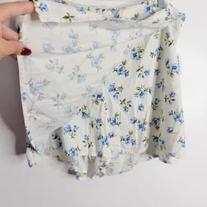 NWT Old Navy High-Waisted Linen-Blend Mini Skort White Blue XL Cottagecore‎ thumbnail 7