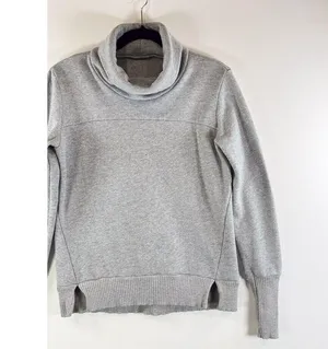 ALO Yoga Women Sweatshirt Gray Haze Turtle Neck Pullover Thumbhole Cozy Small thumbnail 5