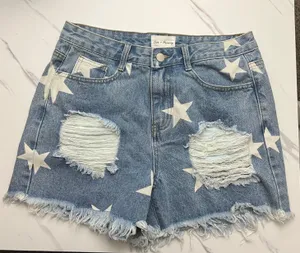 Star Print Denim Shorts Blue Size M thumbnail 1