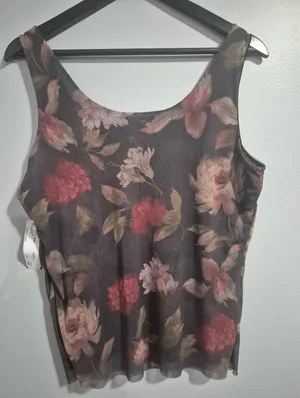 AnueLigne Women's Floral Sleeveless Mesh Tank Top Size XL thumbnail 5