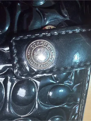 Coach Black Patent Embossed Signature Phone Wallet Case thumbnail 2