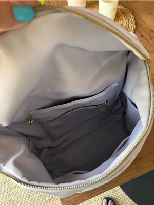 Fawn Design Lavender Leather Convertible Backpack Gold Hardware RARE flawed thumbnail 14