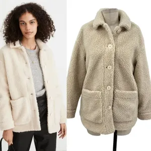 Madewell Sherpa Walton‎ Shirt-Jacket Cream Ivory Button Down Size XS thumbnail 2