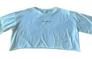 Vitality Balance Athletica Size M Oversized Crop Tee Shirt White Black Logo‎ Gym thumbnail 1