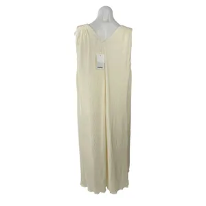 NEW Darling Women's Cream Ribbed V Neck Sleeveless Maxi Straight Slip Dress Sz S thumbnail 4
