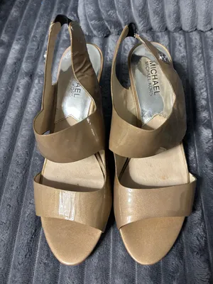 Michael Kors gold Patent heeled Slingback Sandals thumbnail 1