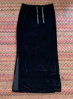 Old Navy Outlet Black Velvet Maxi Skirt thumbnail 1