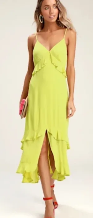 Lulu's Vibrant Lime High-Low Dress thumbnail 1