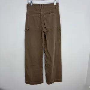 American Eagle Stretch Baggy Wide Leg Cargo Pants Brown High Rise Carpenter 2 thumbnail 5