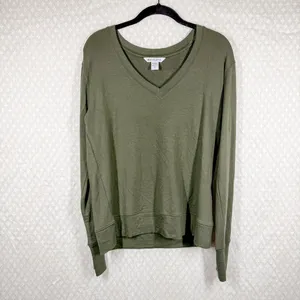 Athleta Green Sunrise‎ V Neck Sweatshirt thumbnail 2