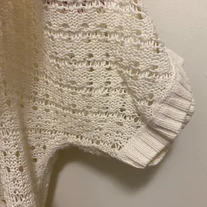 American Eagle Womens Hooded Crochet Knit Sweater S Ivory Cream Short Sleeve thumbnail 5