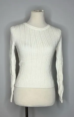 Forever 21- White Ribbed Long Sleeve Top thumbnail 1