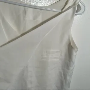 Vetiver Women's Sleeveless Blouse White Scoop Neck Faux Wrap Lined Boxy‎ thumbnail 5
