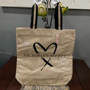 Nwt Victorias Secret Glittery‎ Gold Xl Tote thumbnail 7