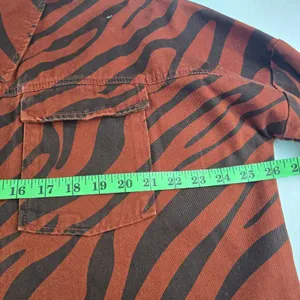 Zara Red Brown Zebra Print Oversized‎ Snaps Shirt Jacket Women's Size M thumbnail 8