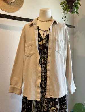 Madewell Cream Cotton Button Side Oversized Shirt Size Medium thumbnail 1
