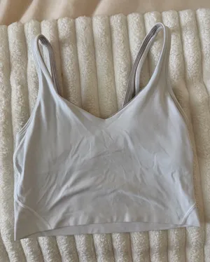 lululemon athletica white V-Neck Crop tank thumbnail 1