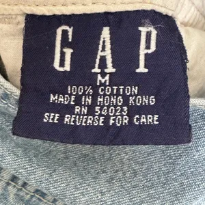 1990s Gap Denim Shortalls Overalls Light Wash Blue Made In Hong Kong Cotton M thumbnail 13