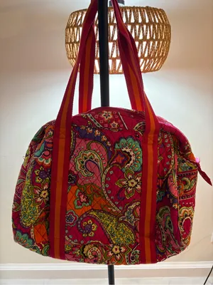 Vera Bradley Quilted Floral Weekender Bag in Magenta Pink thumbnail 1