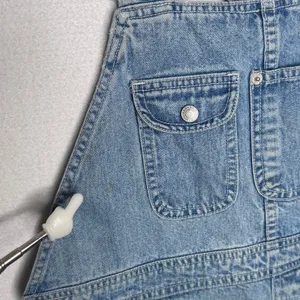 1990s Gap Denim Shortalls Overalls Light Wash Blue Made In Hong Kong Cotton M thumbnail 15