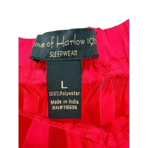 House of Harlow 1960 Red Satin Shadow Stripe Pajama Set Large Button Down Pants thumbnail 7