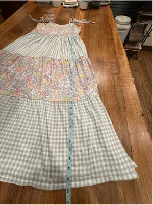 Abby & Evie Floral Gingham Tiered Maxi Dress Medium Cottagecore Summer Tie Strap thumbnail 8