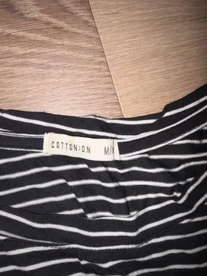 Cotton On Black & White Striped Short Sleeve Tee Medium thumbnail 3