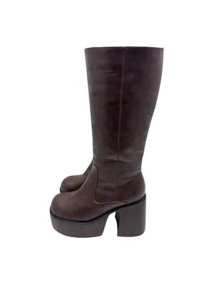 Vintage Sole Delia’s Knee-High Chunky Platform Brown Leather Boots Size 9 thumbnail 13