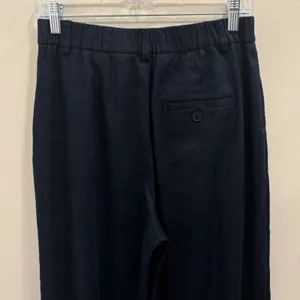 Maeve Avery Wide-Leg Pleated Trousers Navy Linen‎ Blend Small NEW Minimalist thumbnail 9