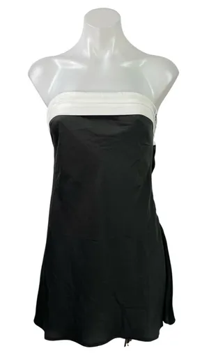 Princess Polly Black Strapless Tube Bandeau Cutout A Line Mini Dress Size 4 thumbnail 1
