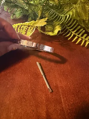 Gold plated silver bangle bracelet screw on 19cm NEW thumbnail 2
