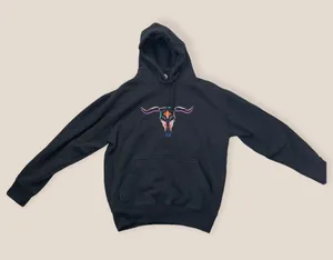 Head Kings Sportswear heavyweight Black Rainbow Embroidered Bulls Western Hoodie thumbnail 2