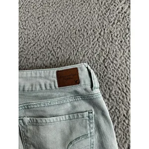 American Eagle Jeans Women 4 Regular Low Rise‎ Skinny Green Denim Pants thumbnail 8