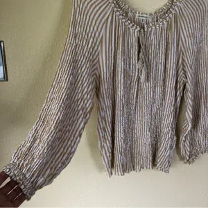 Max Studio Striped Crinkle Blouse M thumbnail 4