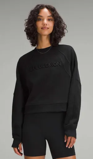 Lululemon Scuba Oversized Pullover Wordmark Black Crewneck Sweatshirt XS/S thumbnail 1