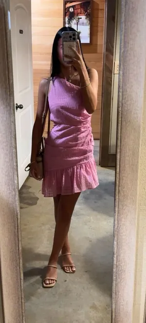 Asymmetrical Mini dress Pink Size XS thumbnail 1