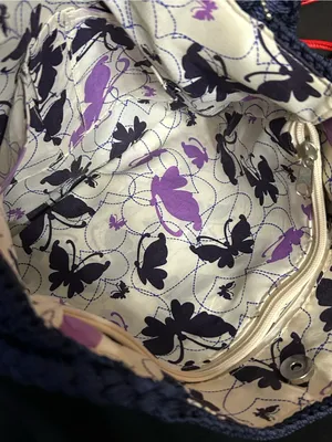 Lina Women’s Navy Crochet Shoulder Bag Butterfly Interior thumbnail 12