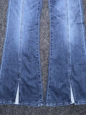 American Eagle Women’s Festival Flare Jeans Dark Wash Split Hem Seam Sz 00 Boho thumbnail 5