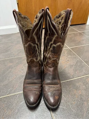 Ariat Heritage Western R Toe Cowboy Cowgirl Embroidered Boots Brown 6.5 10010266 thumbnail 11